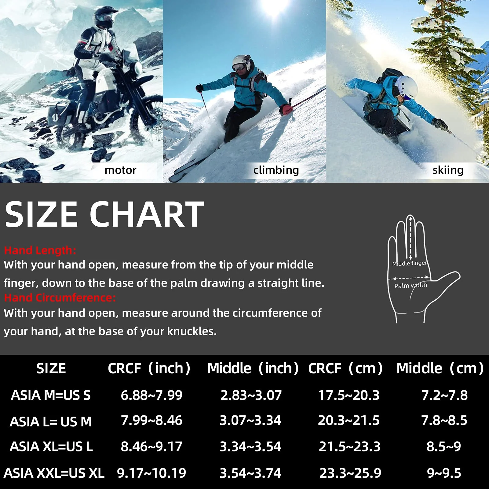 ROCKBROS Winter Ski Gloves Waterproof 3M Thinsulate Touch Screen Thermal Gloves for Men Women - Image 6