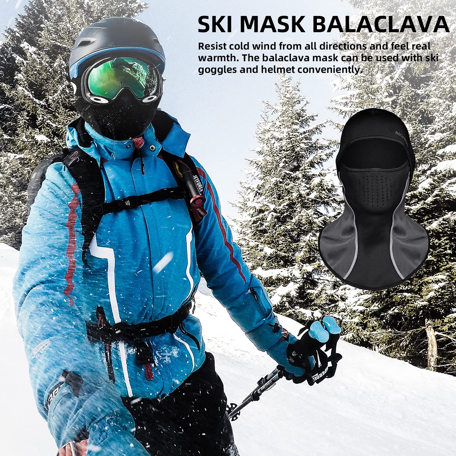 ROCKBROS Winter Ski Mask with Filter Pocket, Full Face Balaclava for Men Women - Image 11