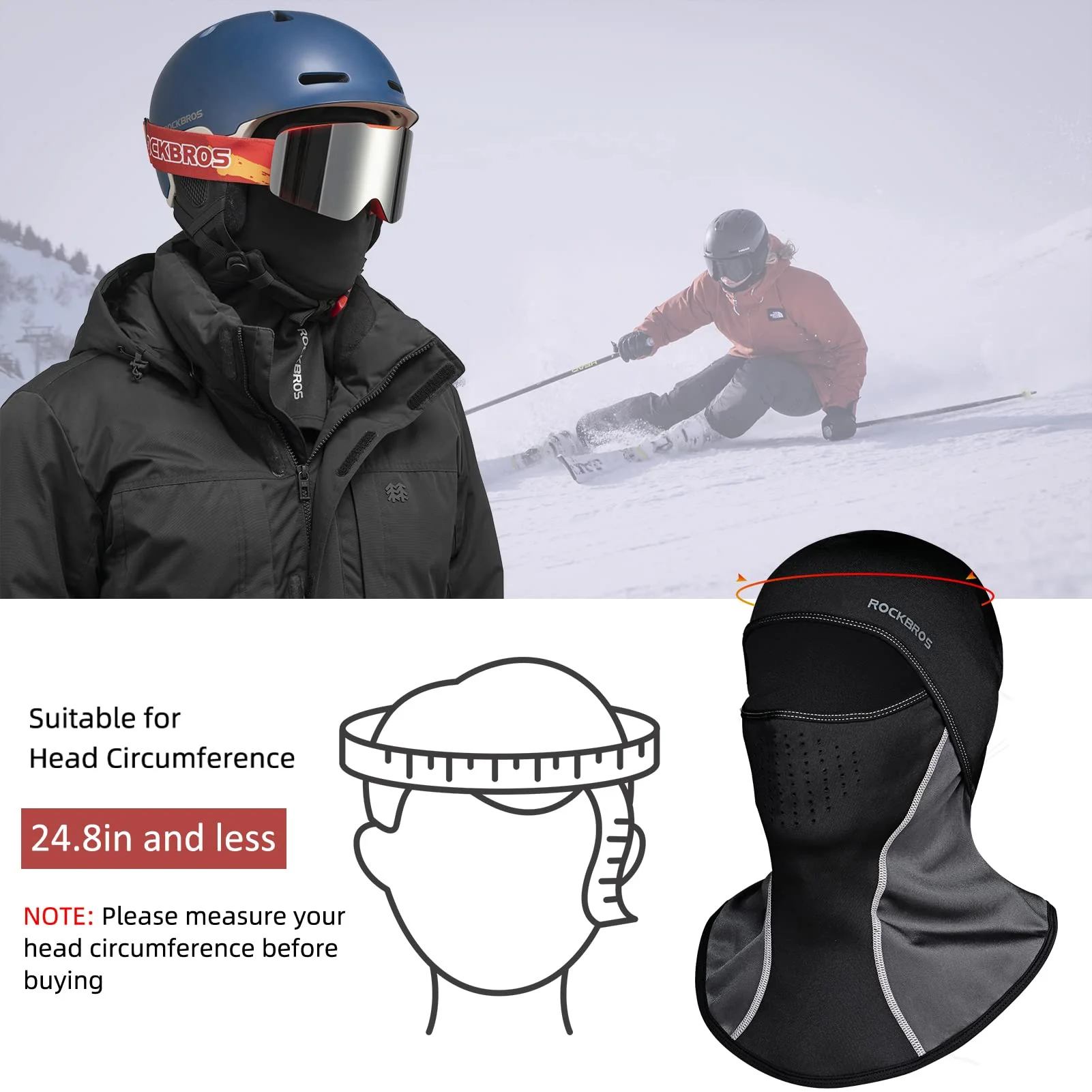 ROCKBROS Winter Ski Mask with Filter Pocket, Full Face Balaclava for Men Women - Image 13