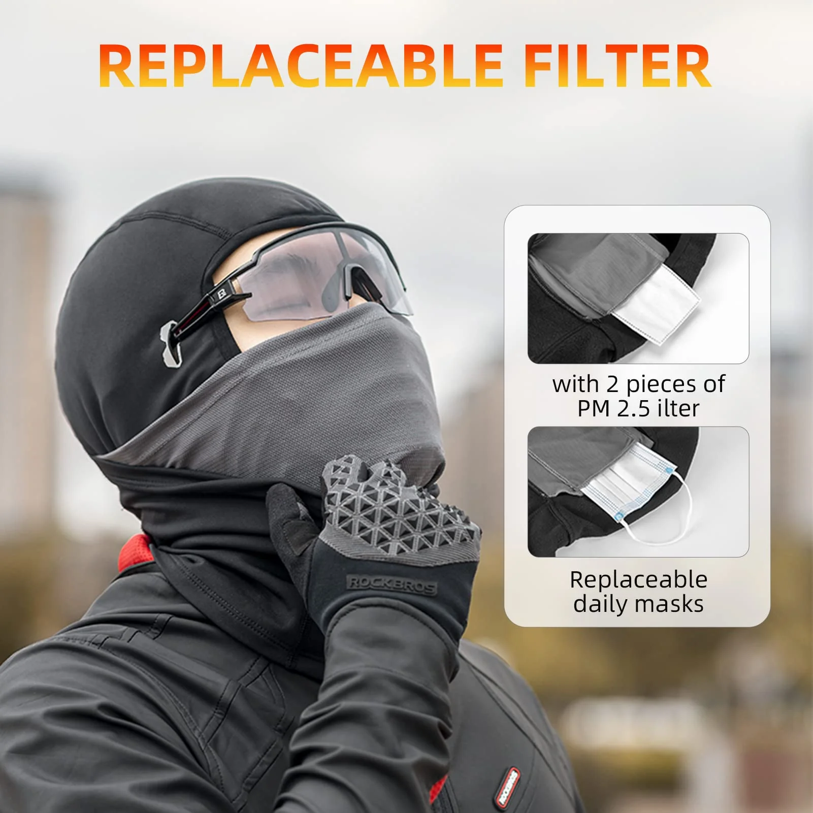 ROCKBROS Winter Ski Mask with Filter Pocket, Full Face Balaclava for Men Women - Image 3