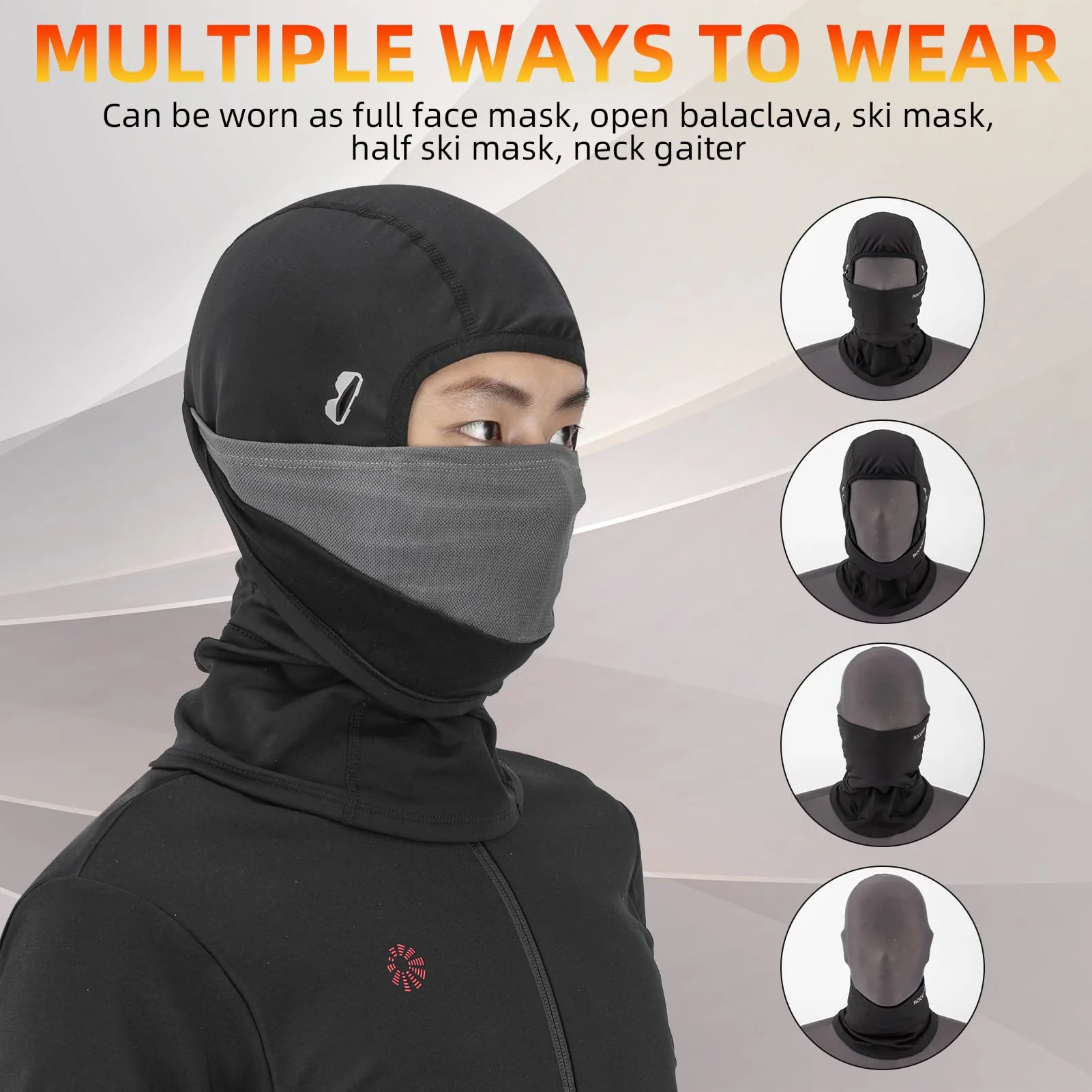 ROCKBROS Winter Ski Mask with Filter Pocket, Full Face Balaclava for Men Women - Image 4