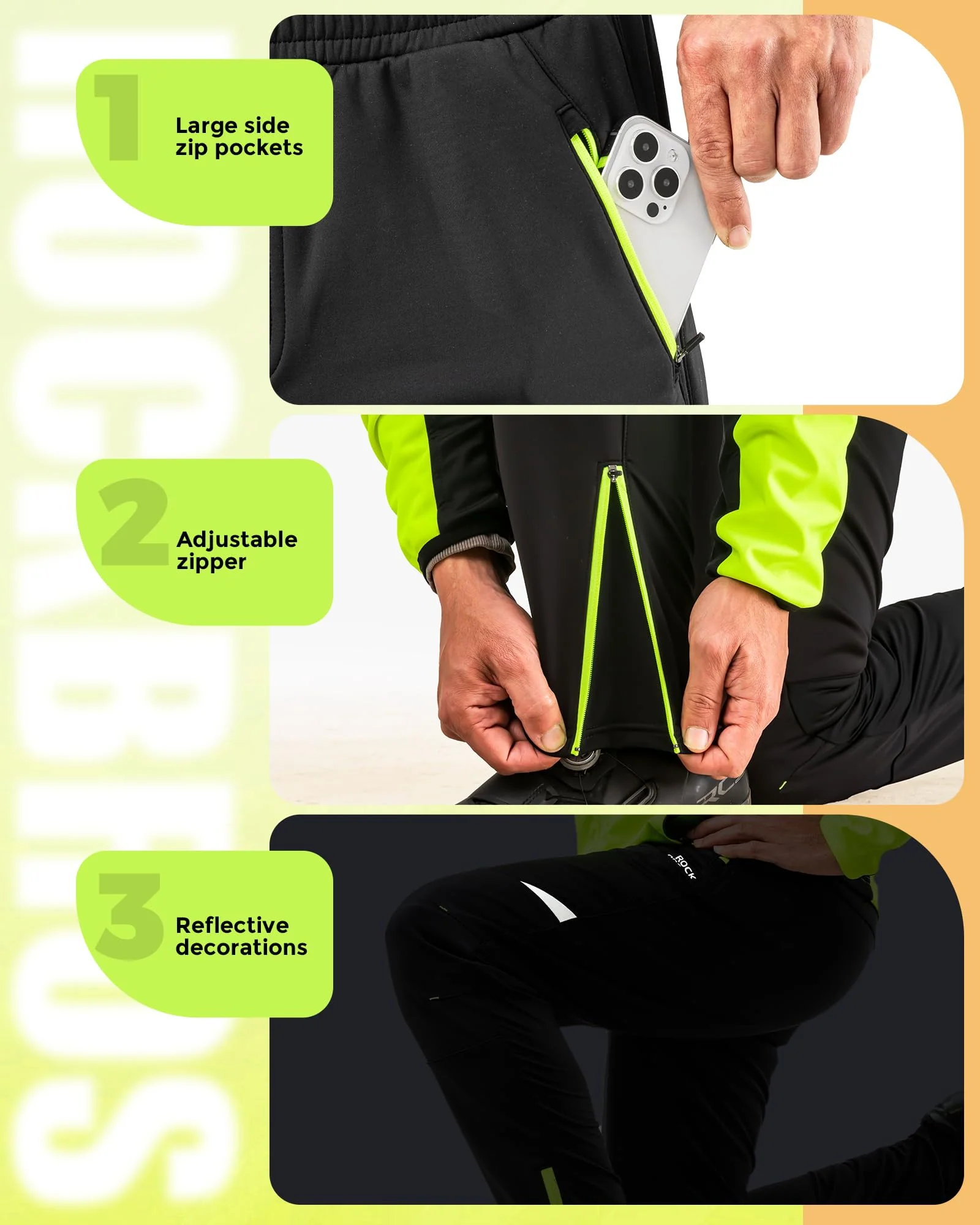 ROCKBROS Winter Thermal Tights Windproof Bike Cycling Pants for Running Outdoor Hiking Gear - Image 4