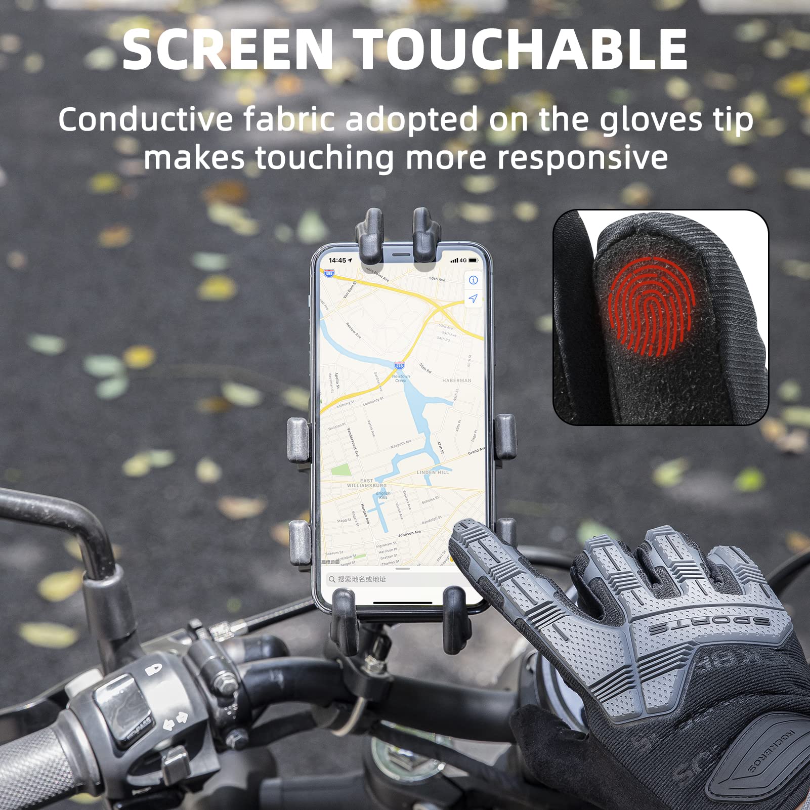 ROCKBROS Winter Touchscreen Motorcycle Gloves with Palm Padding & Knuckle Protection - Image 5