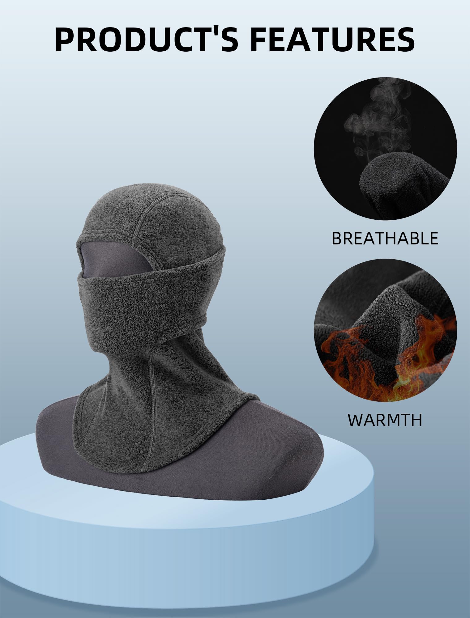 ROCKBROS Winter Windproof Thermal Fleece Balaclava Ski Mask for Men Women - Image 13