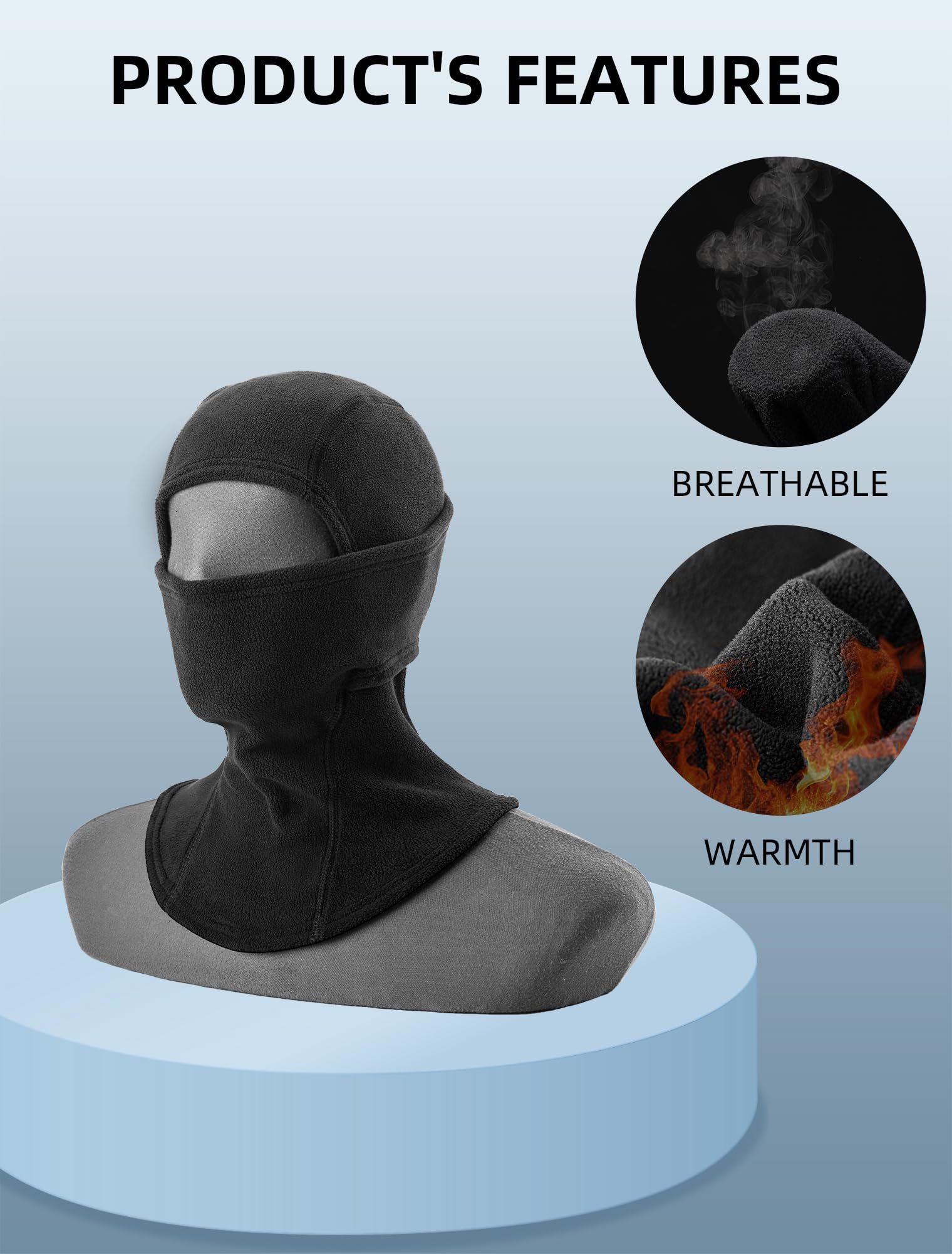ROCKBROS Winter Windproof Thermal Fleece Balaclava Ski Mask for Men Women - Image 7
