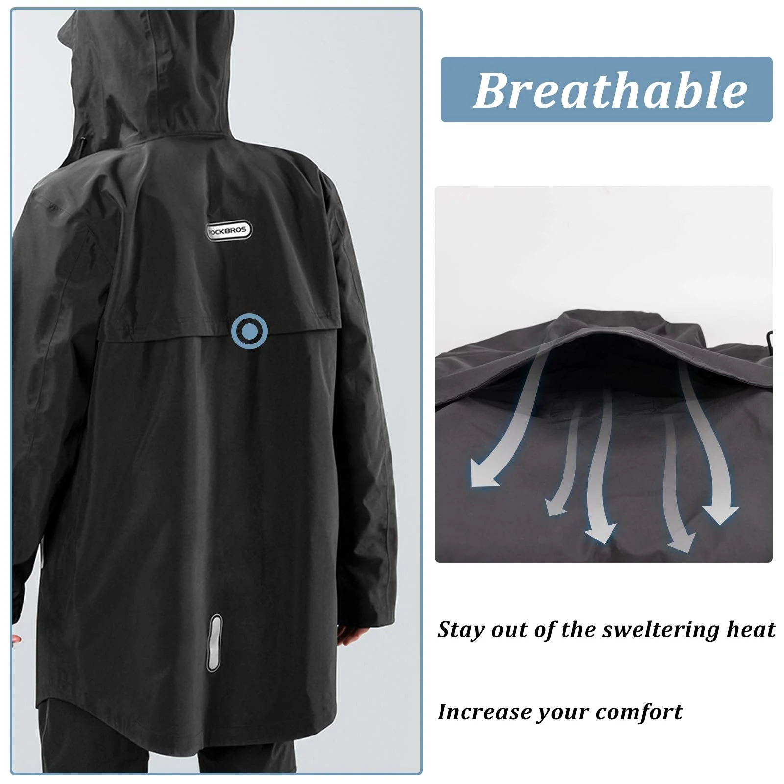 Waterproof Raincoat for Men Women with Reflective - Image 2