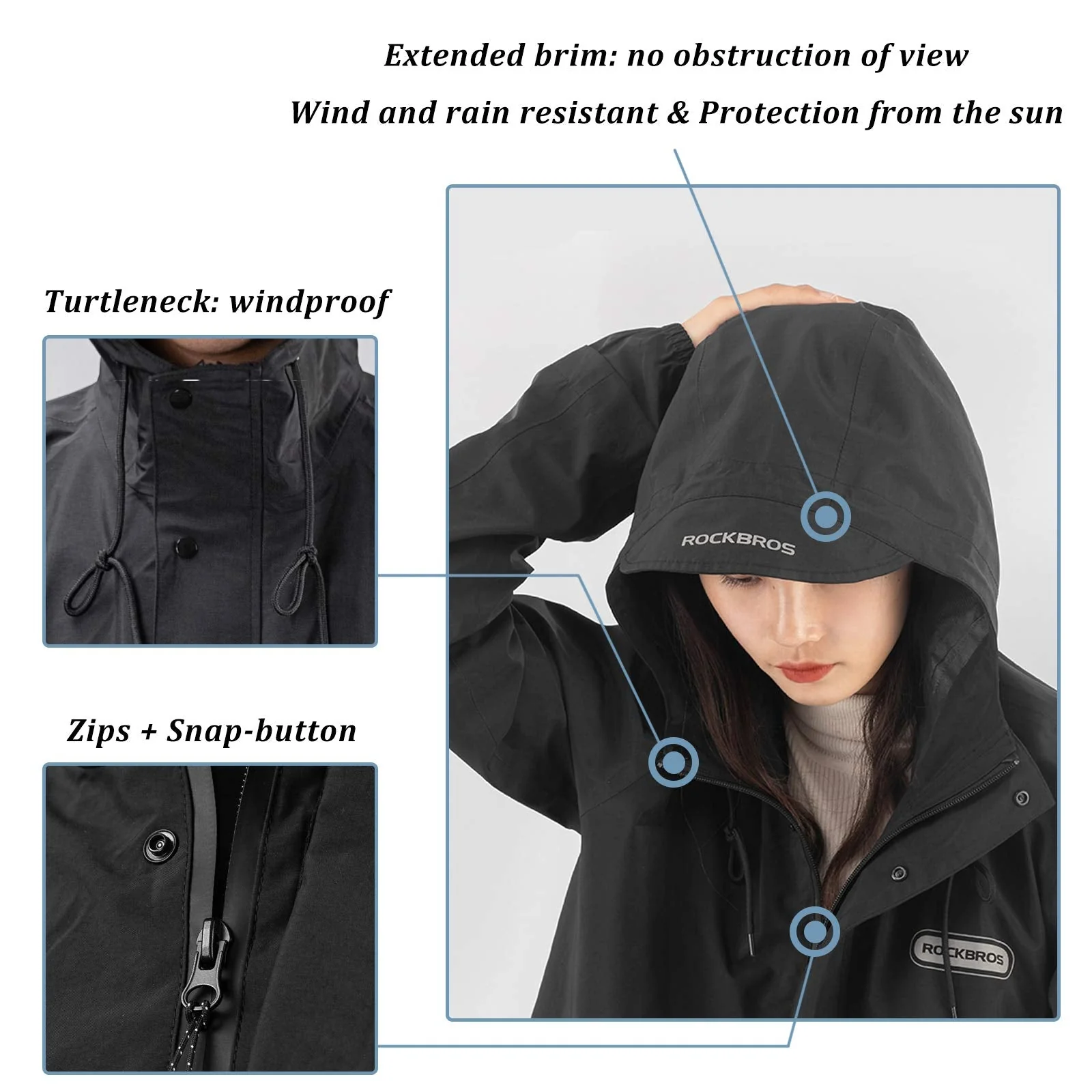 Waterproof Raincoat for Men Women with Reflective - Image 4