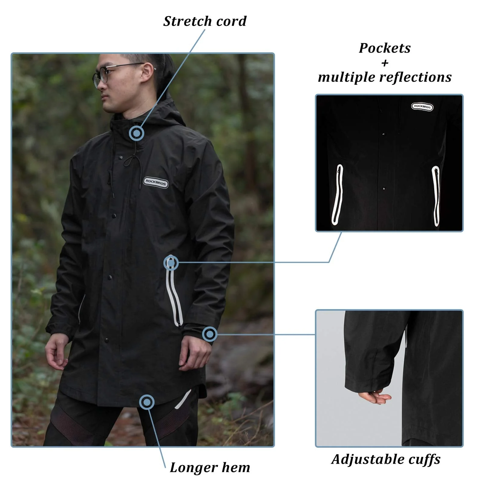 Waterproof Raincoat & Overtrousers for Men Women with Reflective - Image 5
