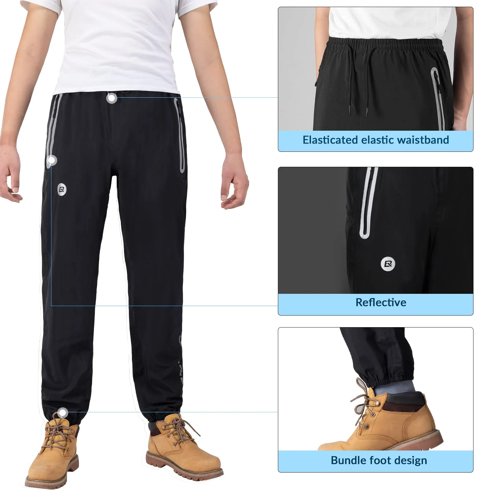 Waterproof Raincoat & Overtrousers for Men Women with Reflective - Image 6