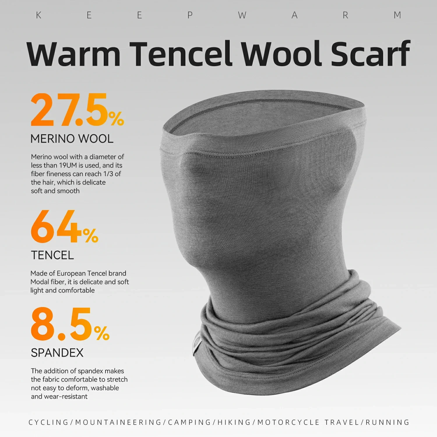 Merino Wool Thermal Neck Gaiter Face Mask for Men Women - Image 13