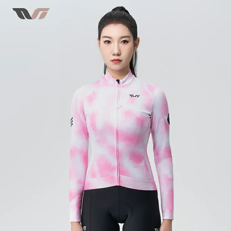 TVI Cycling Jersey Fleece Long Sleeve for 41–68 °F-Fantasy Pink - Image 4