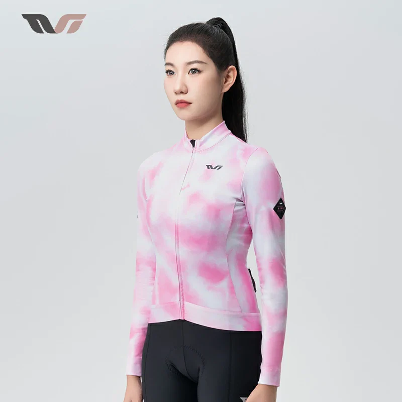 TVI Cycling Jersey Fleece Long Sleeve for 41–68 °F-Fantasy Pink - Image 5