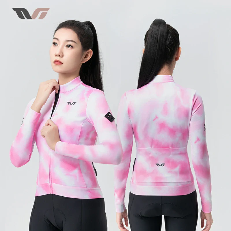 TVI Cycling Jersey Fleece Long Sleeve for 41–68 °F-Fantasy Pink - Image 7