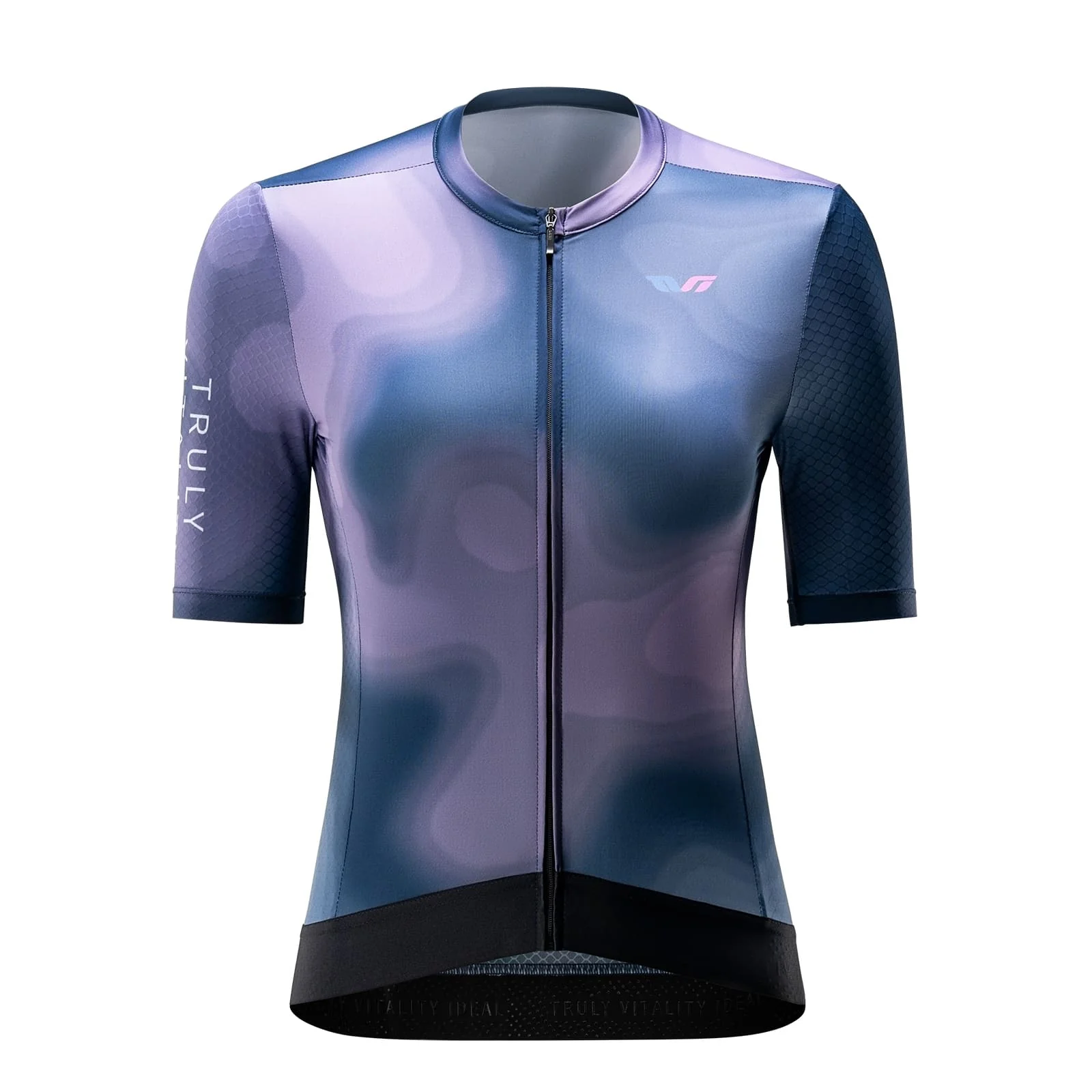 TVI Women’s Cycling Jersey Breathable Short Sleeve Navy Blue - Image 2