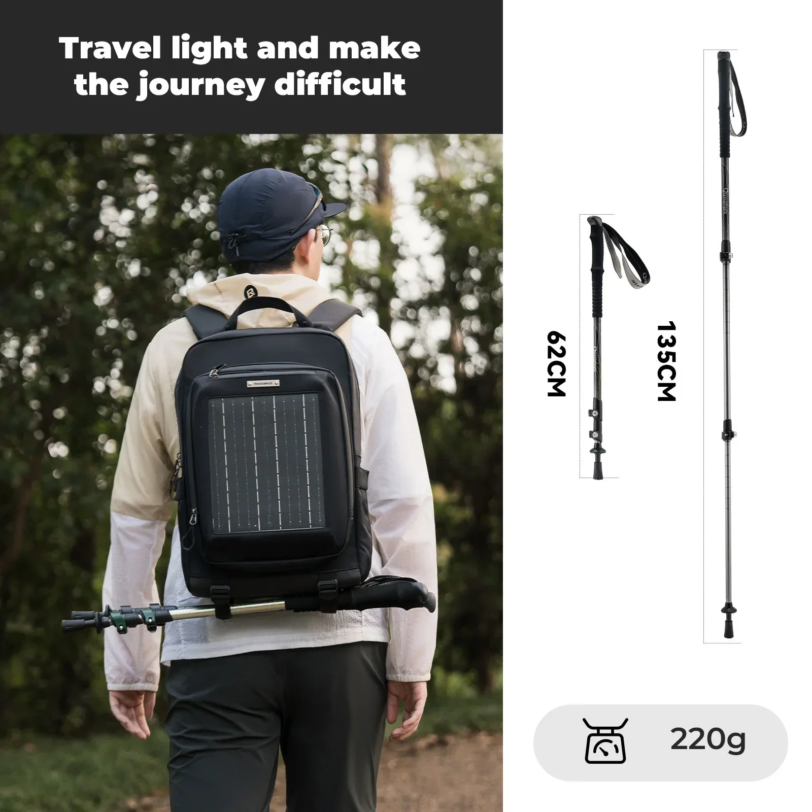 Qunature Ultra-Light 3-Section Trekking Pole - Image 3