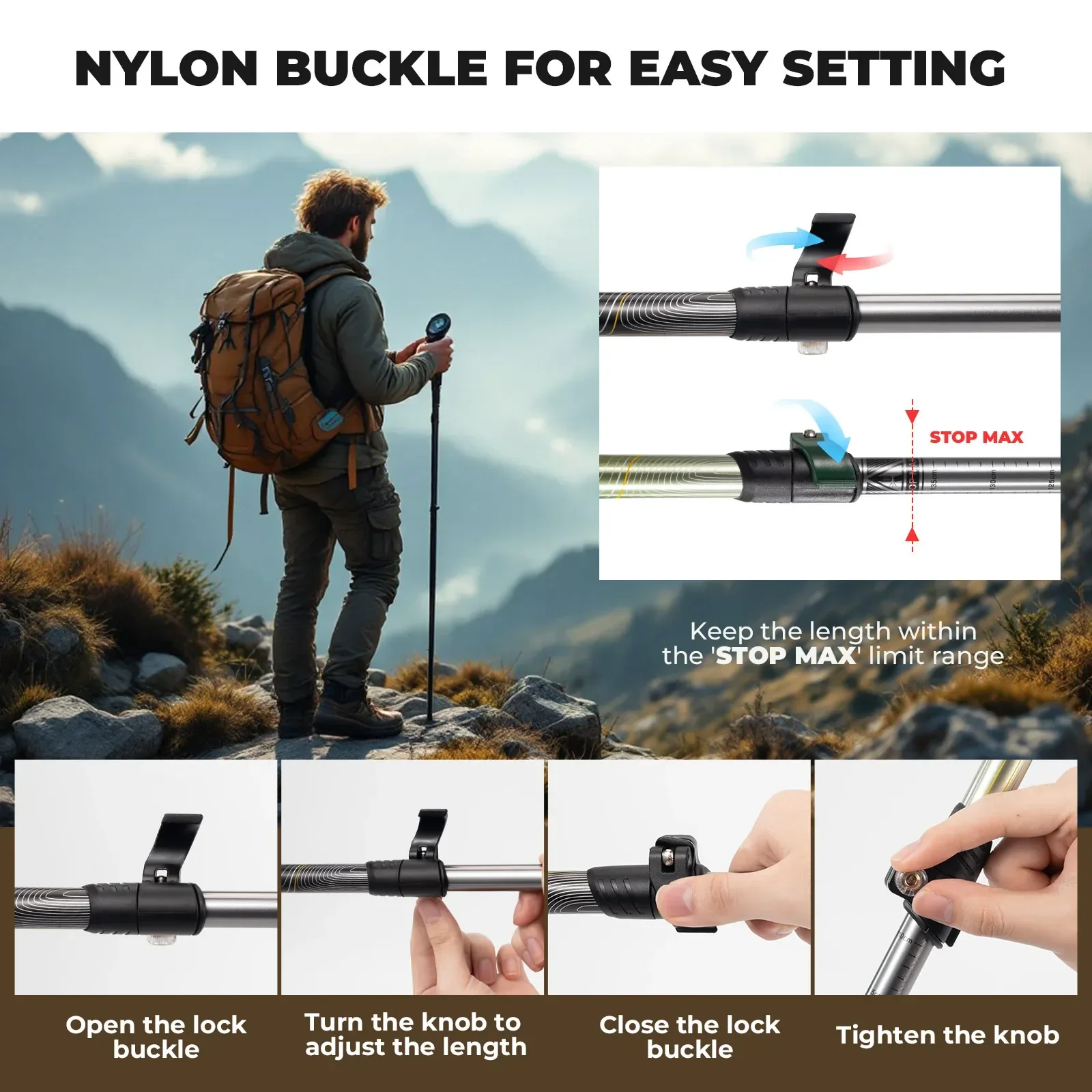 Qunature Ultra-Light 3-Section Trekking Pole - Image 7
