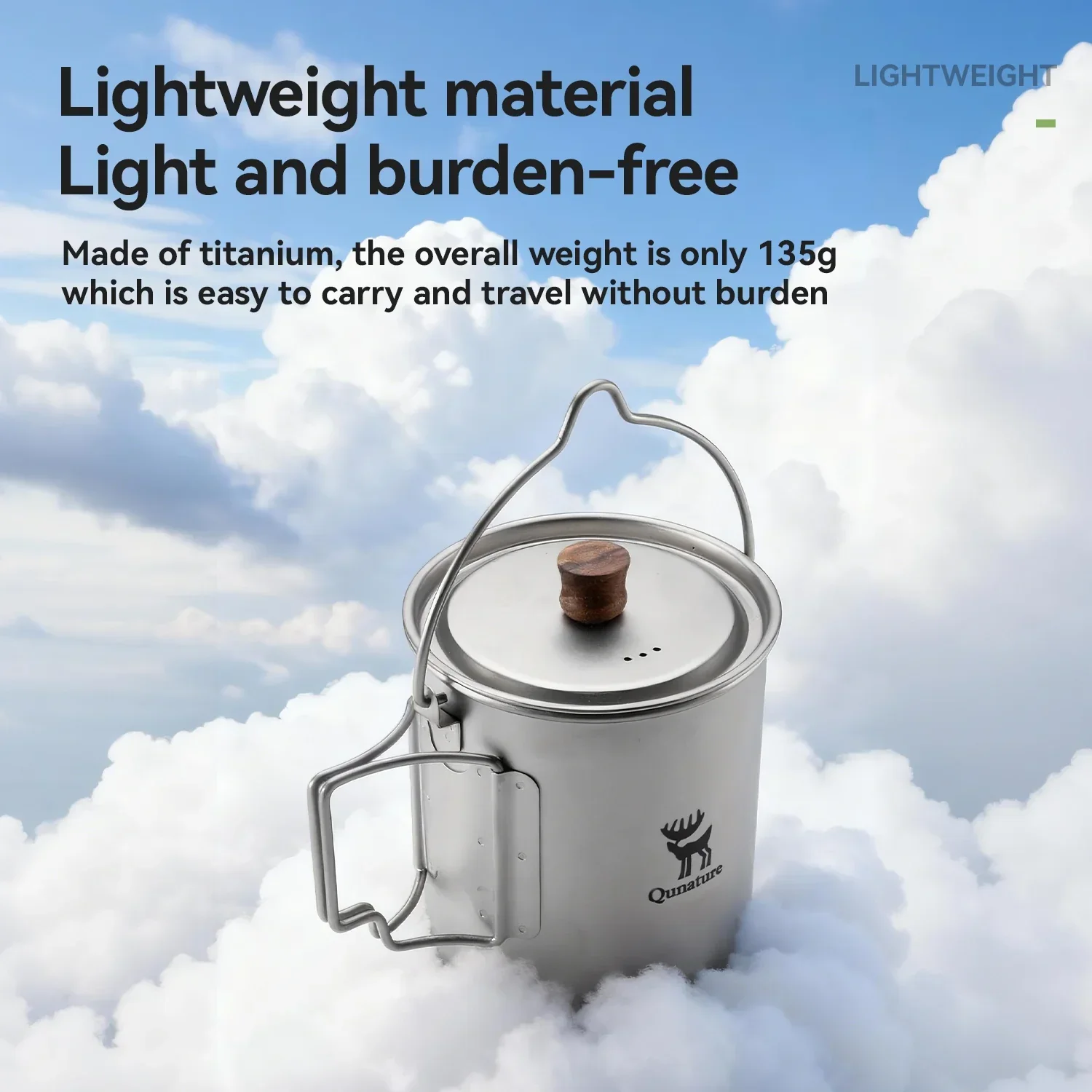 Qunature Ultralight Titanium Camping Mug 750 ml - Image 3