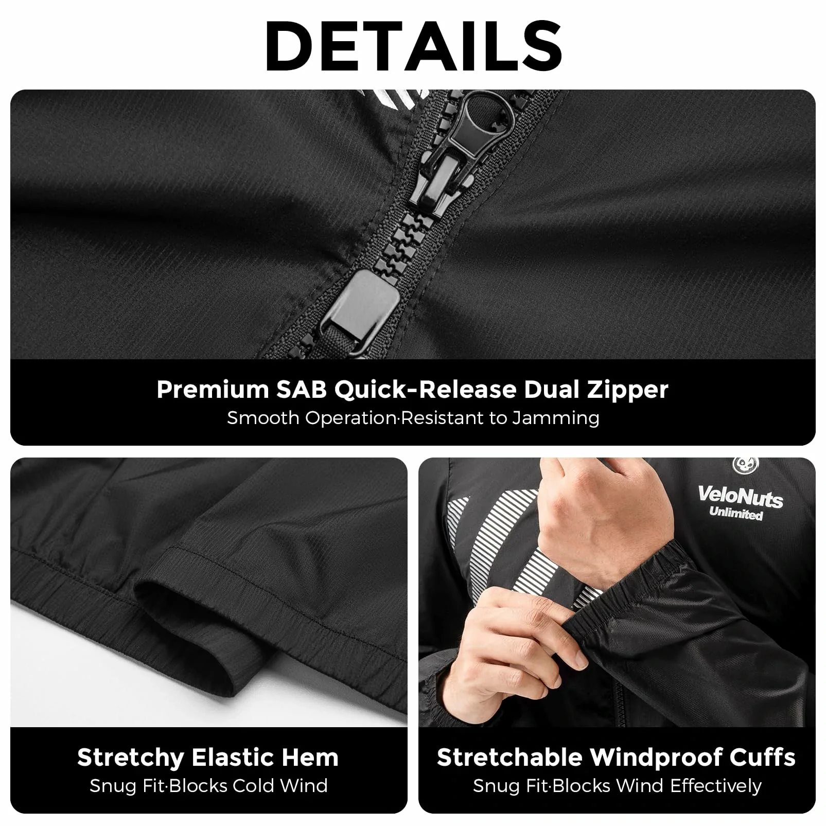 VNS Men's Cycling Jacket, Ultralight Windbreaker for Running Cycling Packable - Image 8