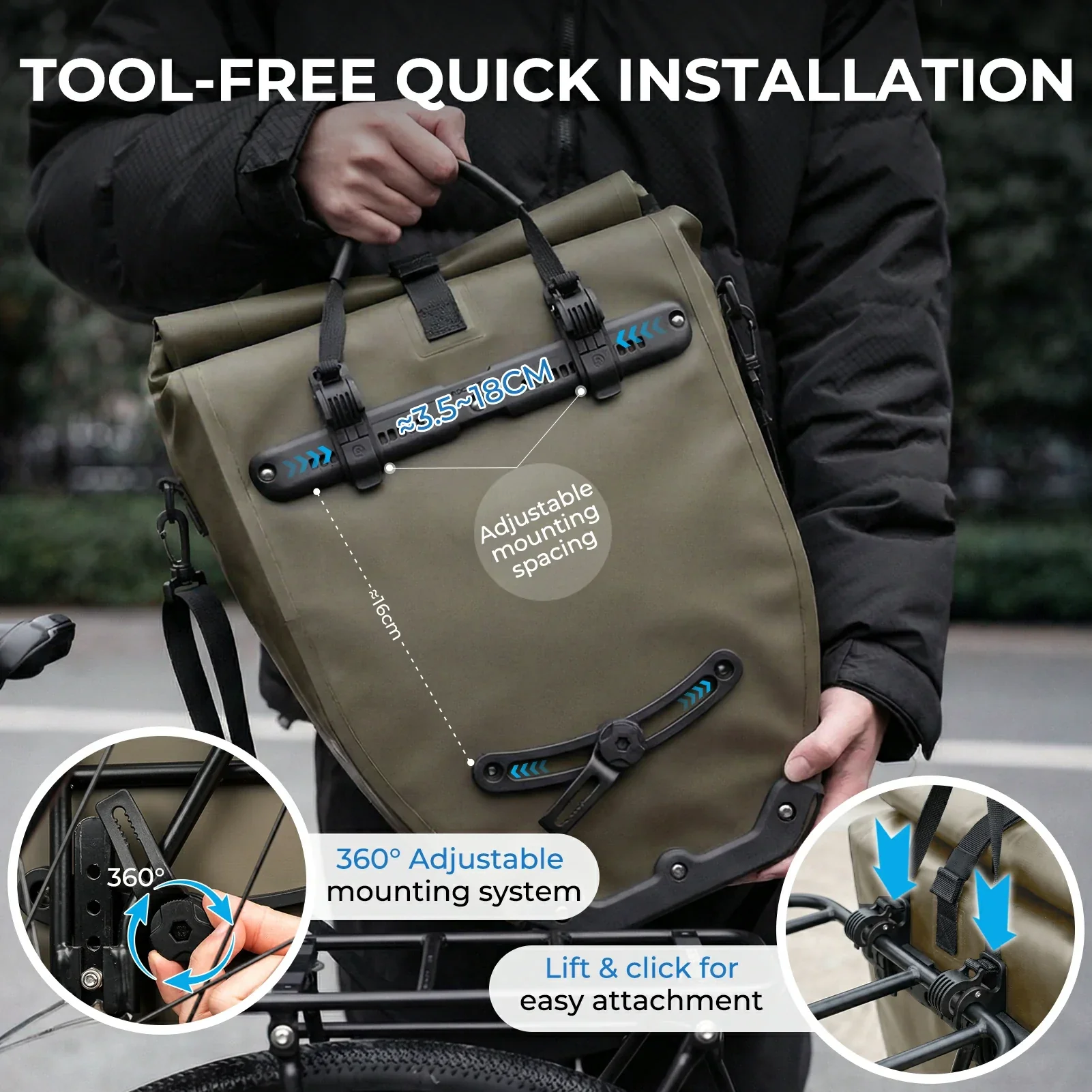 Waterproof Bike Pannier Bag 20L AS-166 - Image 17