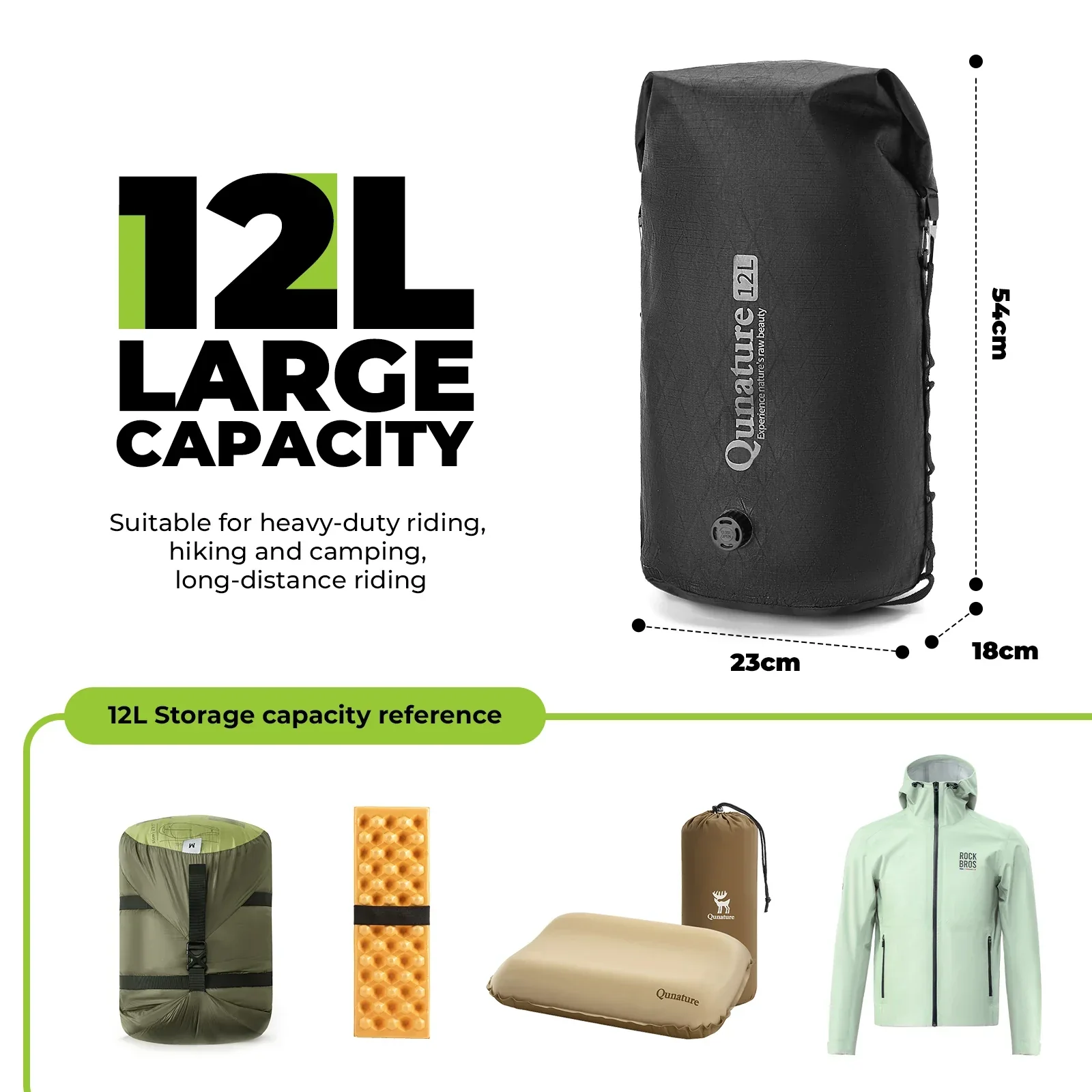 Qunature Waterproof Compression Bag for Bikepacking 6L/12L - Image 7