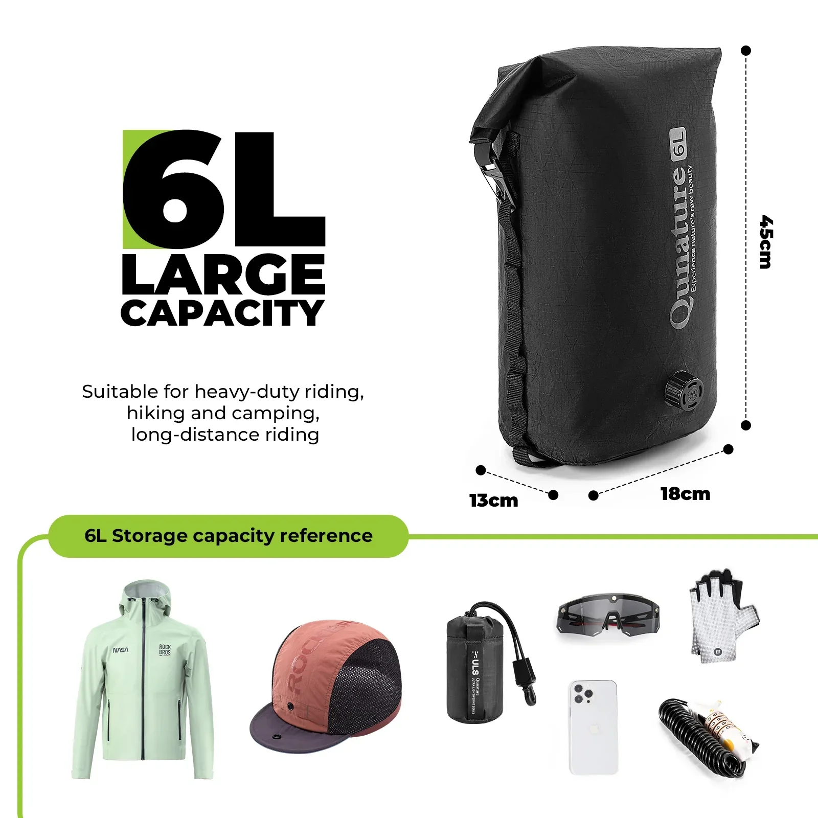 Qunature Waterproof Compression Bag for Bikepacking 6L/12L - Image 8