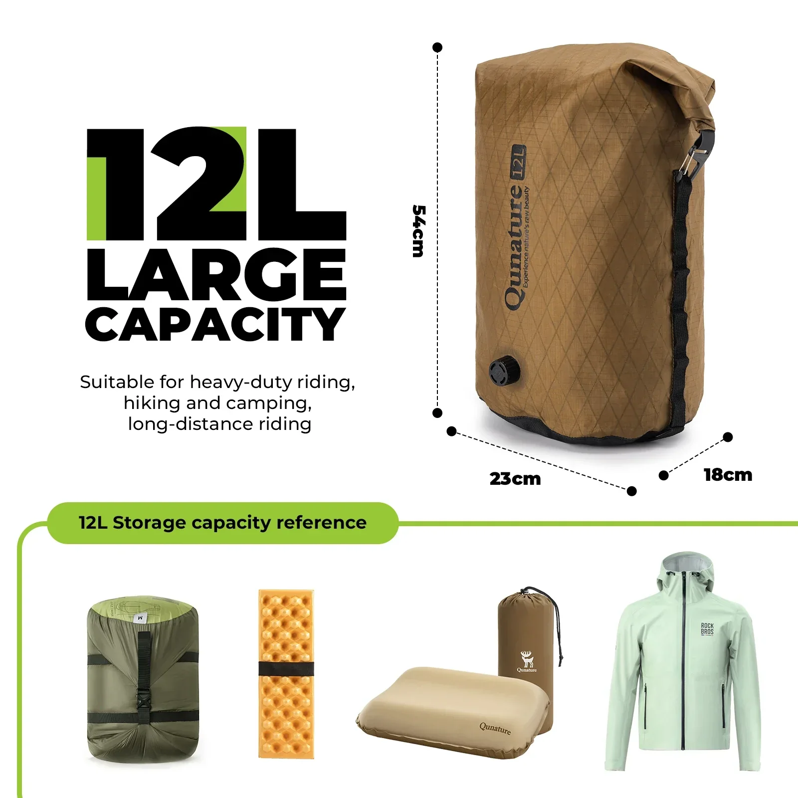 Qunature Waterproof Compression Bag for Bikepacking 6L/12L - Image 9